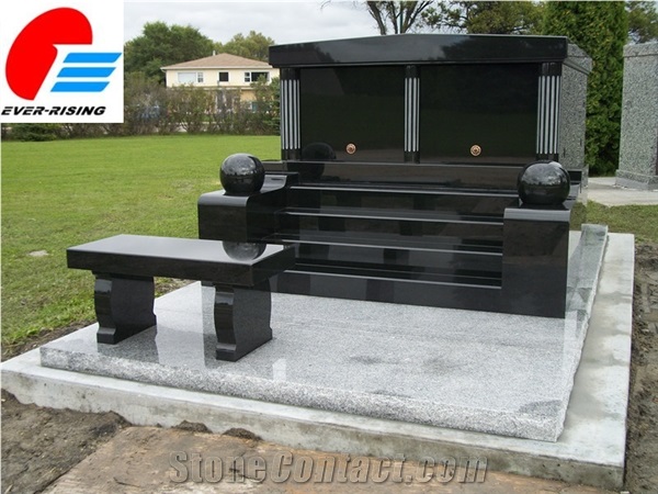 Black Double Mausoleum With Steps