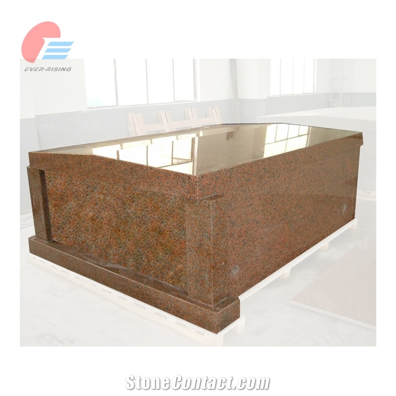 China Maple Red Granite Double Crypt Mausoleum
