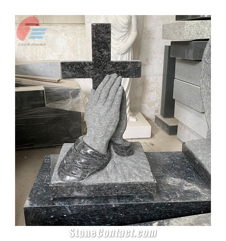Factory Granite Carved Tombstone, Steel Gray For Funeral