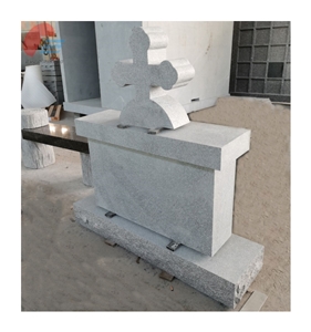 Imperial Grey Granite- Barre Grary Cross Tombstone