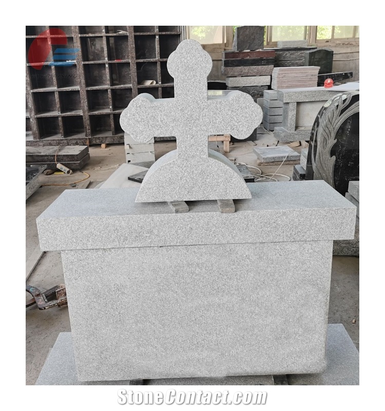Imperial Grey Granite- Barre Grary Cross Tombstone