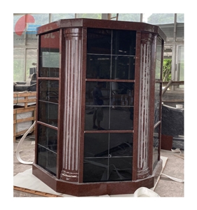 Red Granite 72 Niche Hexagon Columbarium For Cemetery