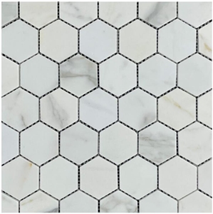 Calacatta Gold Hexagon Marble Mosaic – 48Mm