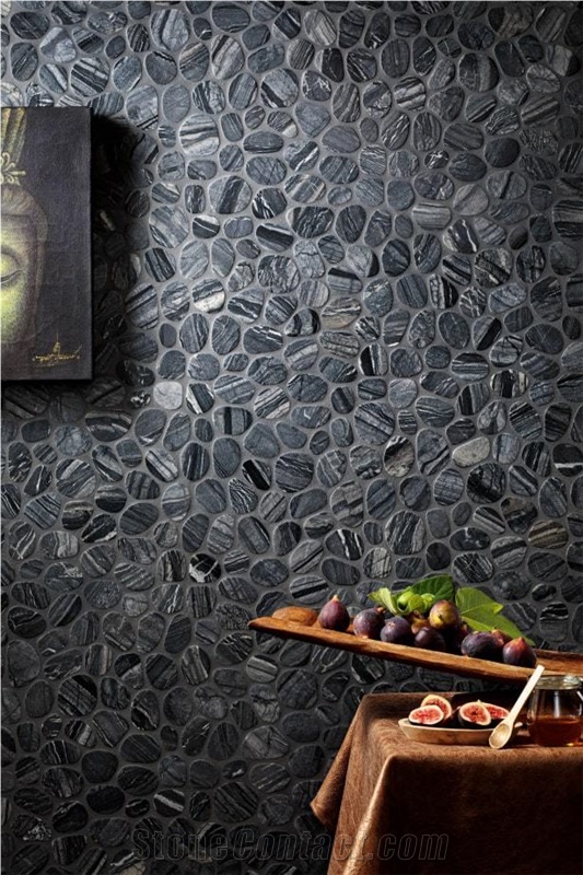 Spindrift Marble Pebble Wall Mosaic Tiles