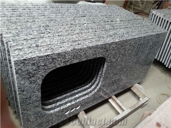 Chinese Sea Wave Spray White Custom Granite Countertop