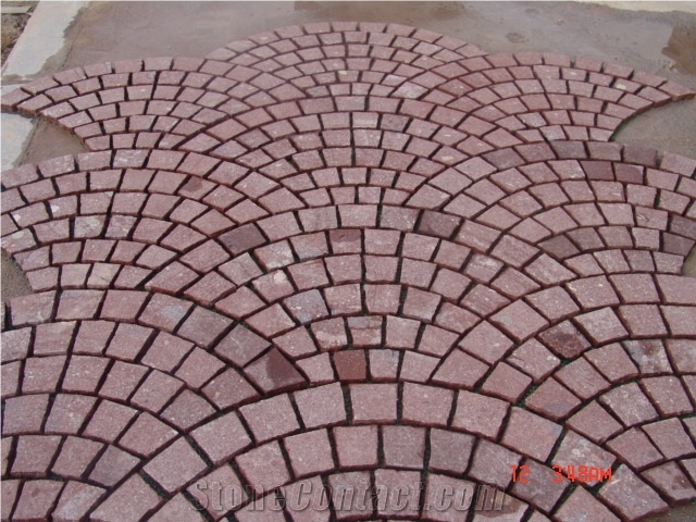 Red Porphyry Stone Cube Paver