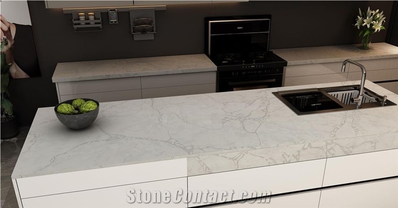 Ariston White Artificial Marble Engineered Stone Tile Slabs