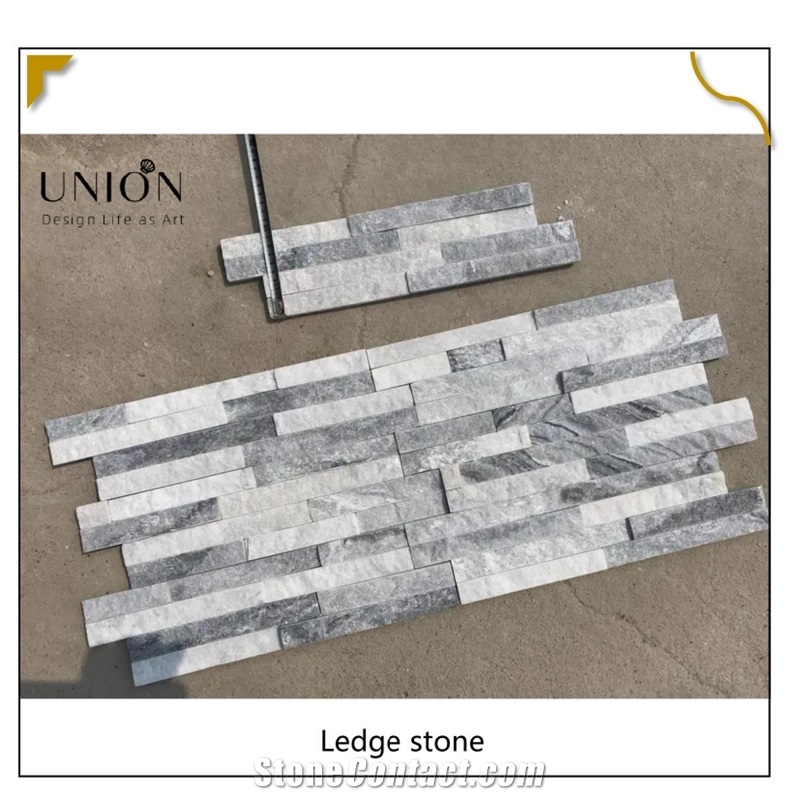 UNION DECO Cloudy Grey Z Shape Quartzite Stacked Ledgestone
