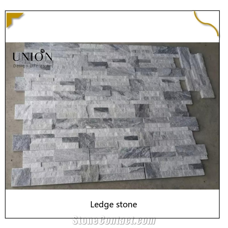 UNION DECO Interlock Cloudy Grey Quartzite Veneer Wall Panel