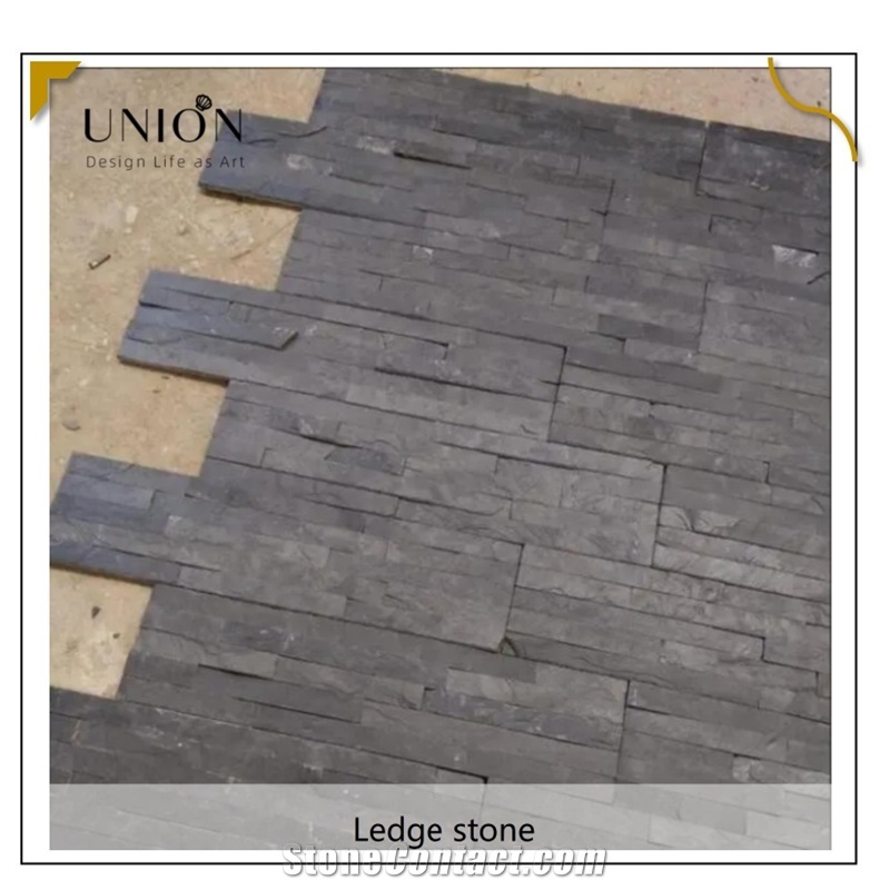 UNION DECO Natural Split Surface Black Slate Ledgestone Tile