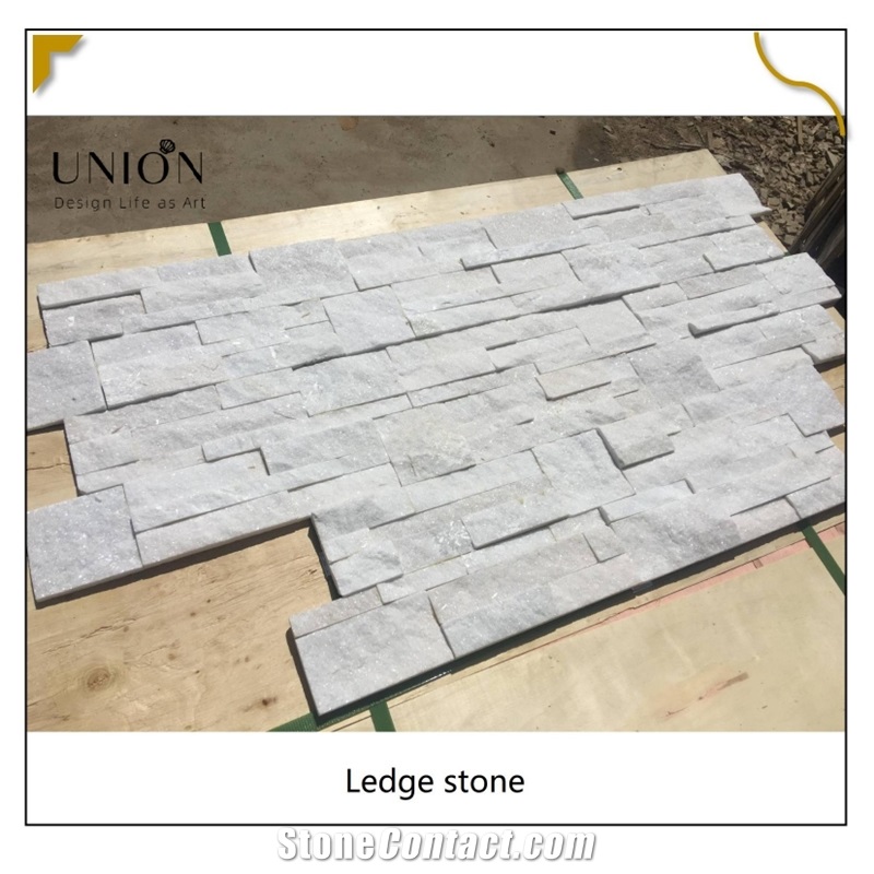 UNION DECO Natural White Quartzite Stacked Stone Thin Veneer