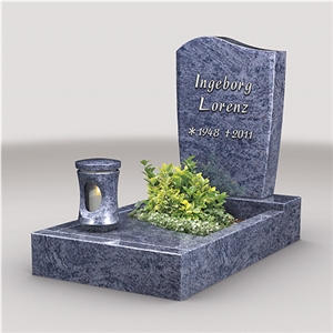 UA-001 Vizag Blue Granite Gravestone With Lantern