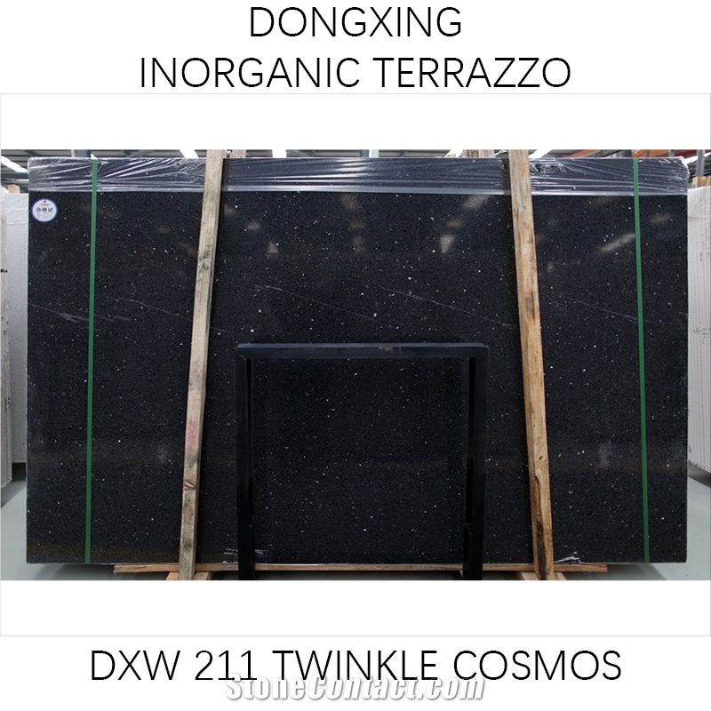 DXW211 Long Stars Black Terrazzo Big Slab Tile