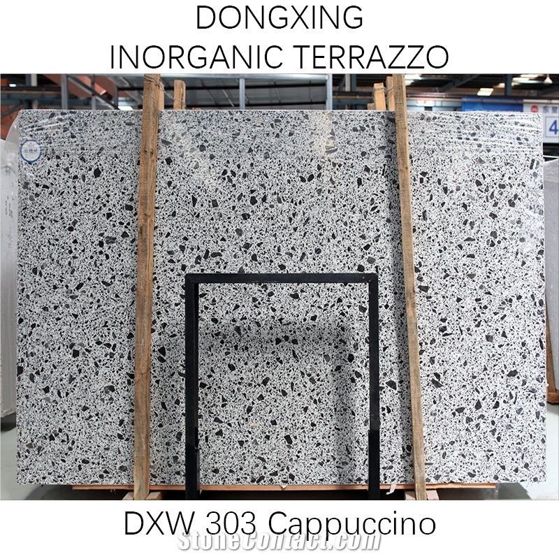 DXW303 Cappuccino White And Black Terrazzo Big Slab Tile