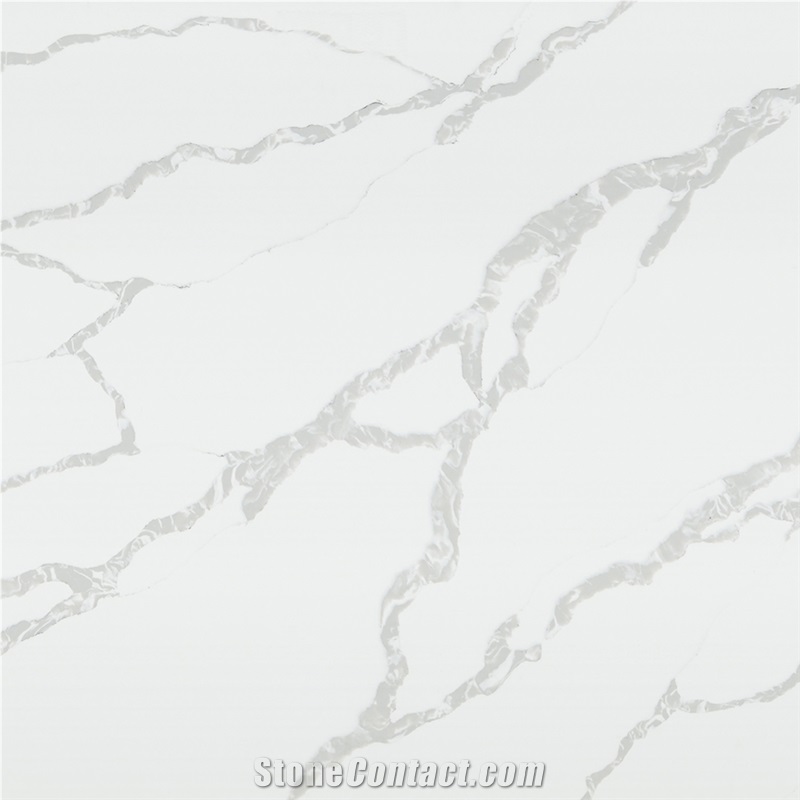 White Quartz Grey Veins Big Slab Tile