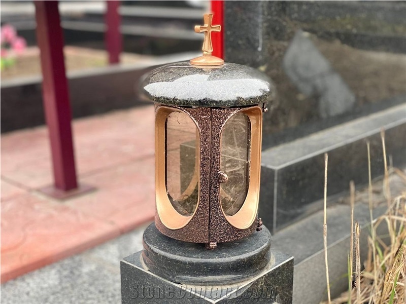 Black Granite Lamp Icon, Black Gabbro Monumental Lanterns, Memorial Lamps