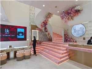 Pink Onyx Steps For Commercial Projects