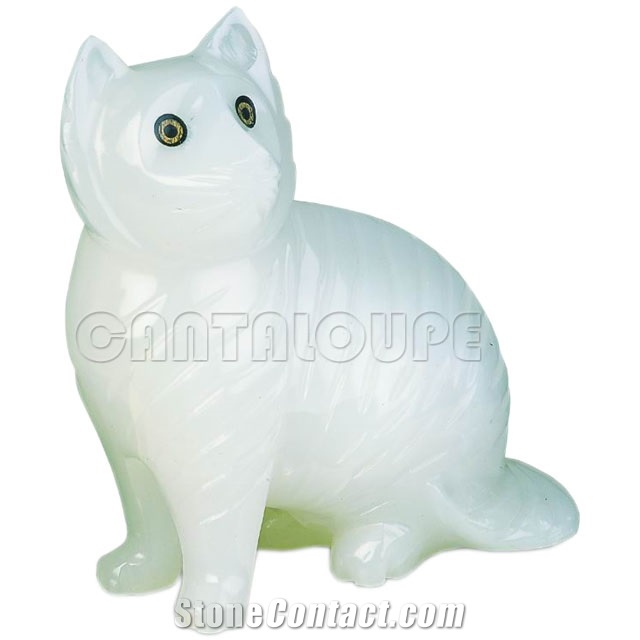 Onyx Natural Stone Cat Animal Figurine Sculpture