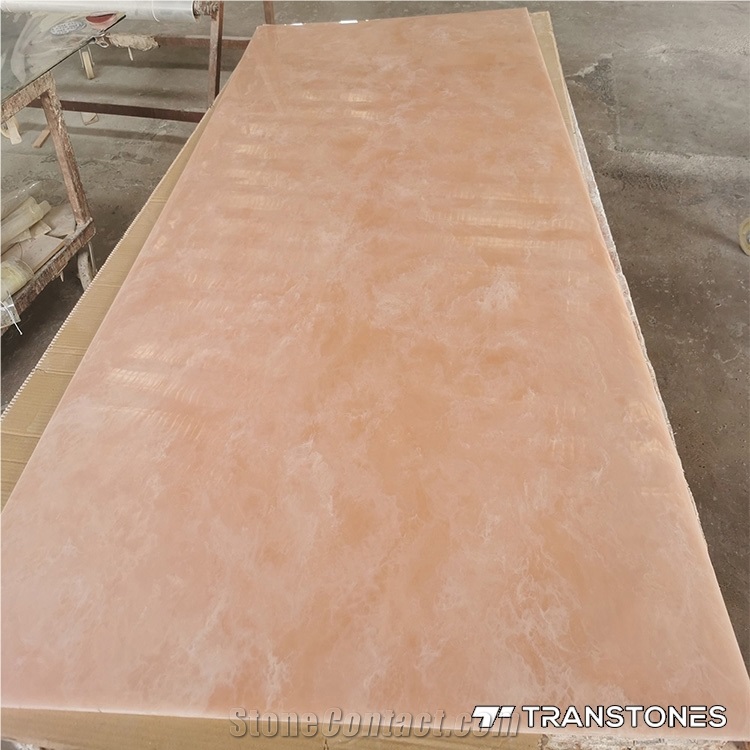New Design Polished Brown Veins Pink Alabaster Wall Panel