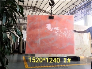 Afghan Pink Onyx Small Slabs Polished For Bedroom Design