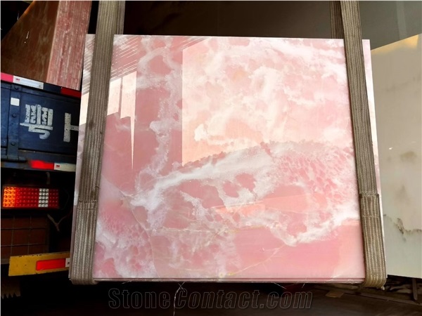 Afghan Pink Onyx Small Slabs Polished For Bedroom Design
