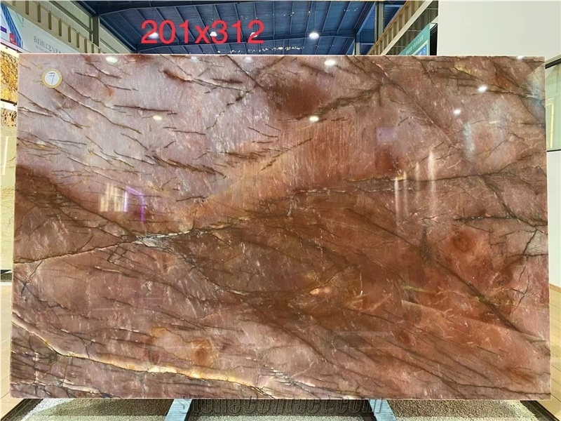 Bordeaux Juliet Crystal Quartzite Slab In China Stone Market