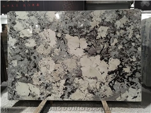 Brazil Snow Mountain Granite White Slabs For Kitchen Design