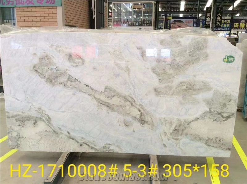Changbai Blue Jade Marble Danube White Slab Size 298*169Cm
