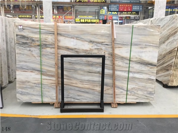 China Lafite White Marble Tiles Polished For Bookmatched
