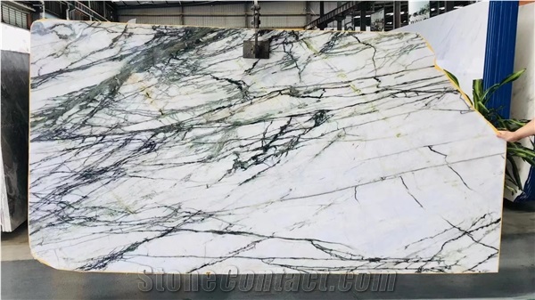 China Landscape Green Marble Polished For Kitchen Design