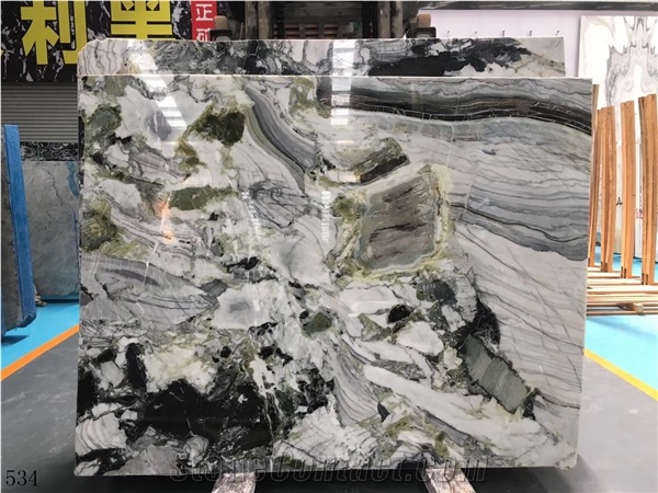 China Primavera Marble Polished Middle Slabs For Living Room