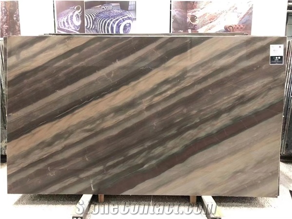 Elegant Brown Quartzite Dune Polished Bookmatched Big Slab