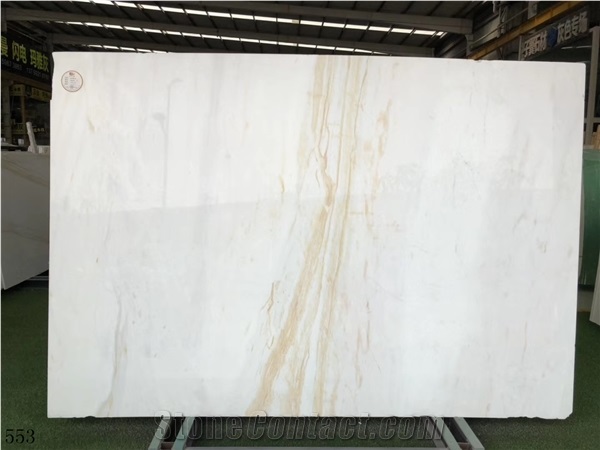 Golden Silk White Marble Slab, 290*190*1.8 Cm Polished