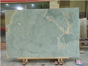 Iran Golden Blue Onyx Slabs Polished For Kitchen Design