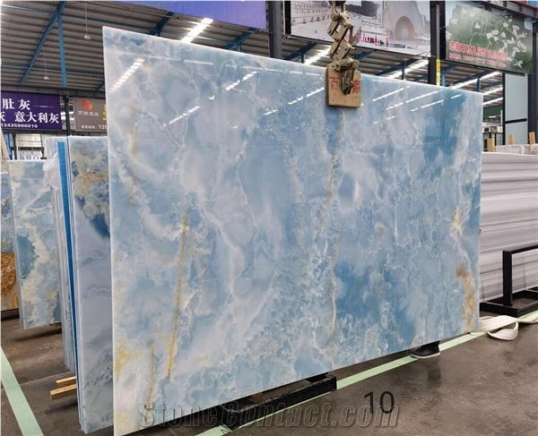 Light Blue Ice Onyx Slab Tile