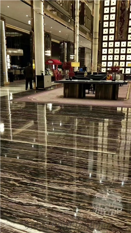 Purple Wooden Brown Marble Slab In China Stone Market