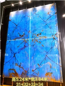Turkey Blue Ice Onyx Polished Slabs For Bookmatching Design