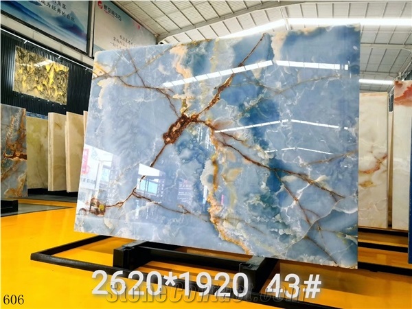 Turkey Blue Ice Onyx Polished Slabs For Bookmatching Design
