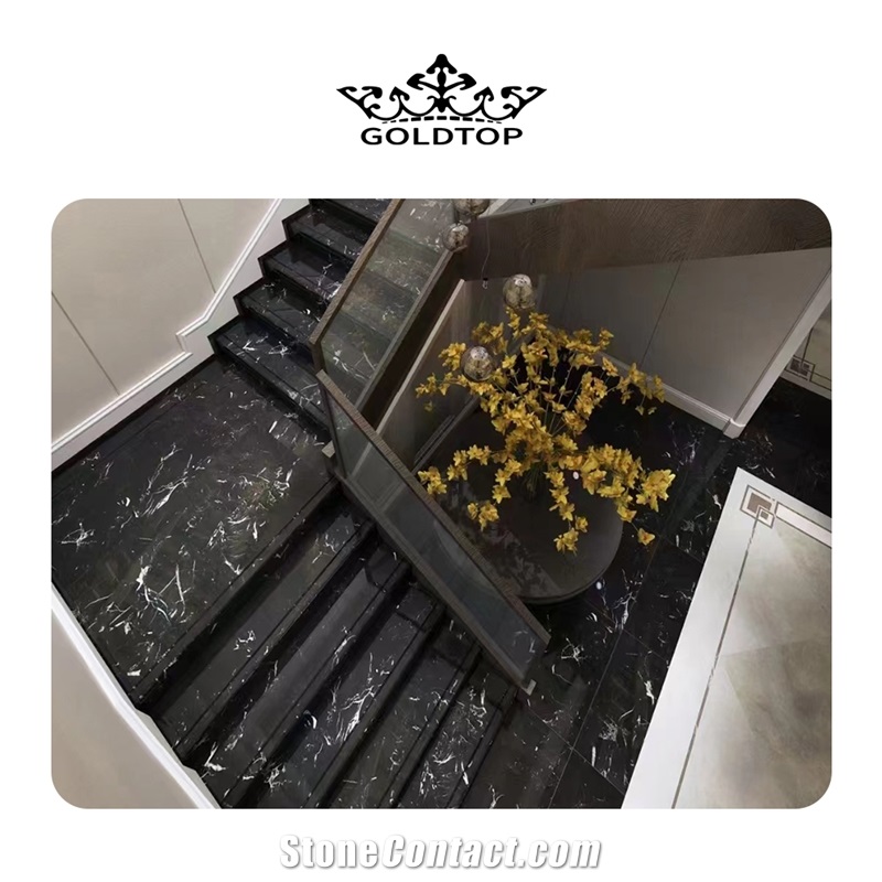 GOLDTOP OEM/ODM Marmer Ice Black Marble Polished Tiles