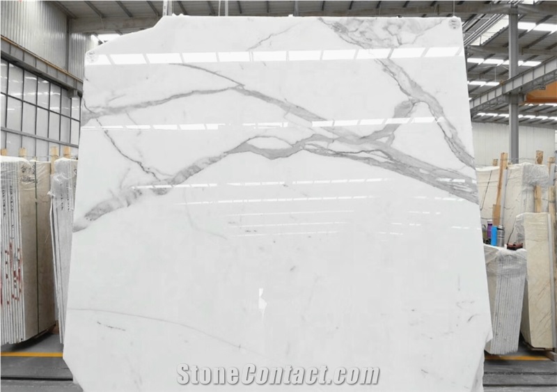 Hot Sales Polished Calacatta White Marble Large Slab