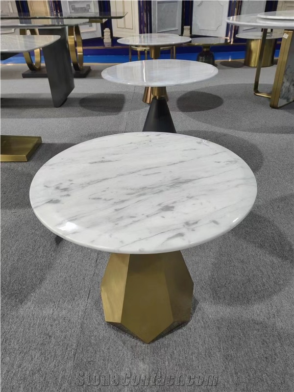 Statuario Venato Marble Round Dining Table Tops