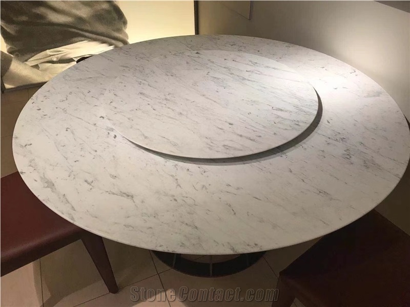 Statuario Venato Marble Round Dining Table Tops
