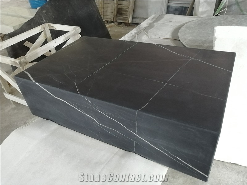 Plinth Low Black Marquina Center Coffee Table