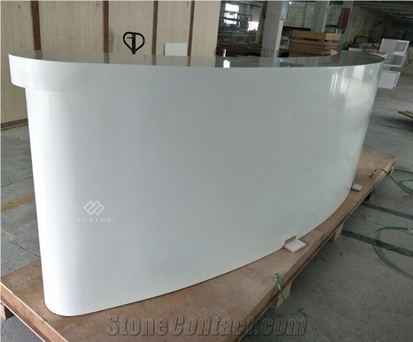 White Round Shape Artificial Stone  Reception Desk