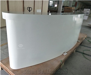 White Round Shape Artificial Stone Reception Desk