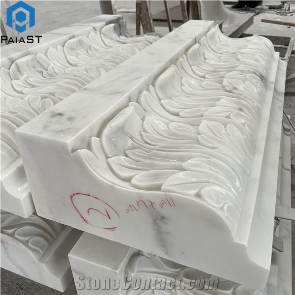 Carving White Marble Exterior Cornices, Building Ornaments