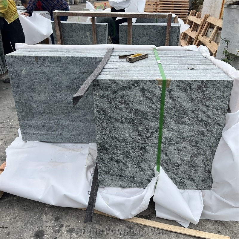 Cut To Size Olive Green Granite Tiles For Flooring Project