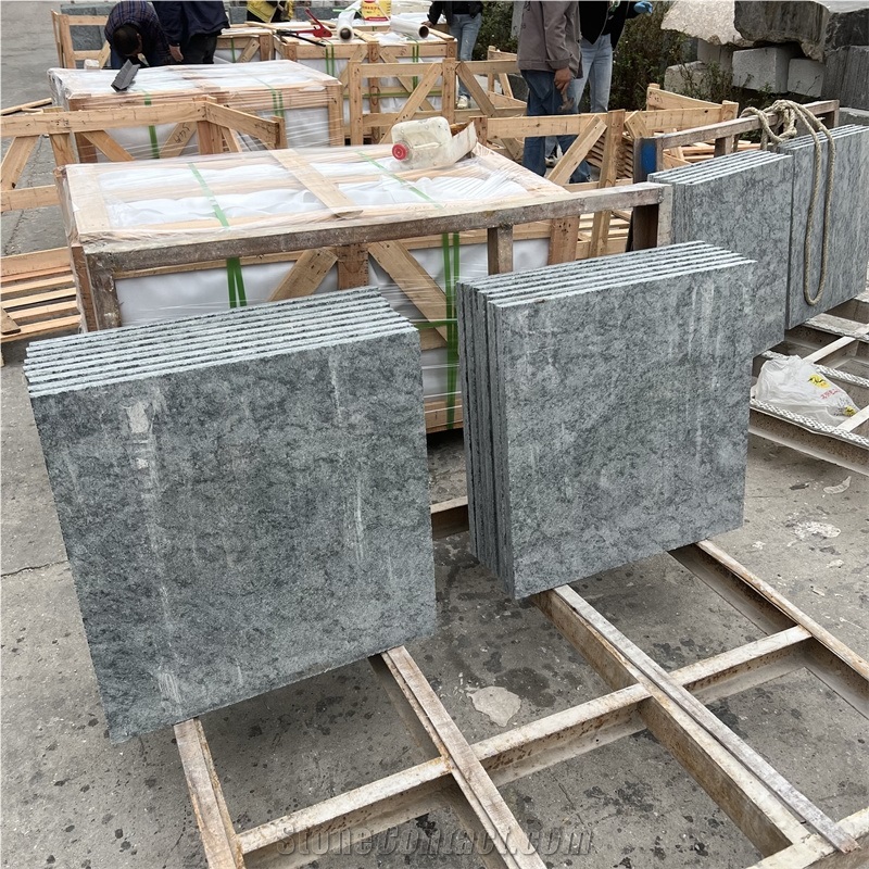 Cut To Size Olive Green Granite Tiles For Flooring Project