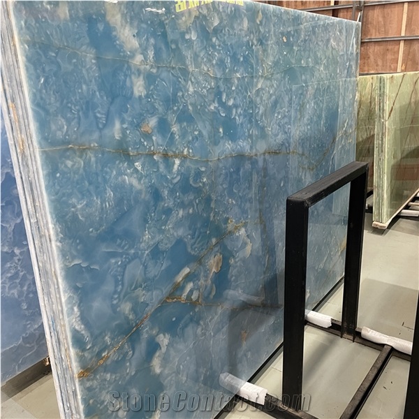 Luxury Translucent Blue Onyx Slab For Background Wall