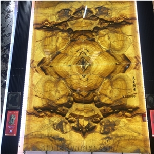 Natural Stone Book Match Led Backlight Yellow Onyx